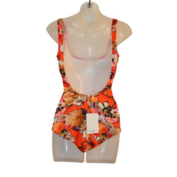 Givenchy NWT 36 One-Piece Bathing Suit Red Floral Butterfly Designer Swimwear - Picture 8 of 12